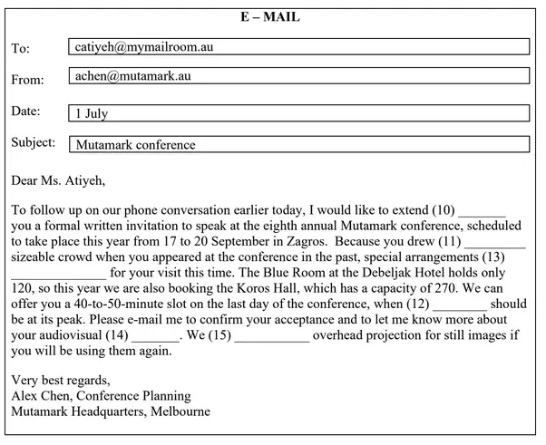 Câu 10: Read the following advertisements/ school announcements/ e-mail and then mark the letter A,B, C or D on your answer sheet to indicate the correct option that best fits each of the numbered blanks from 10 to 15. Question 10.