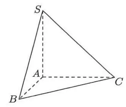 Câu 14: Câu 14. Cho khối chóp $S.ABC$ có đáy là tam giác vuông cân tại $A,AB = 2$, $SA$ vuông góc với đáy và $SA = 3$ (tham khảo hình bên). Thể tích khối chóp đã cho bằng?