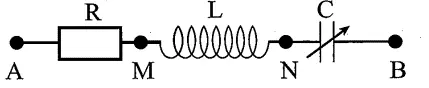 Câu 35: Đặt điện áp ${{u}_{AB}}=30\cos \left( 100\pi t \right)\left( V \right)$ vào hai đầu đoạn mạch AB như hình bên, trong đó cuộn cảm thuần có độ tự cảm L và tụ điện có điện dung C thay đổi được. Khi $C={{C}_{0}}$ thì điện áp hiệu dụng giữa hai đầu đoạn mạch MN đạt giá trị cực đại và điện áp hiệu dụng giữa hai đầu đoạn mạch AN là $30\sqrt{2}\ V$. Khi $C=0,5{{C}_{0}}$ thì biểu thức điện áp giữa hai đầu cuộn cảm là: