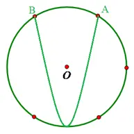 Câu 44: Bạn Dũng xây một bể cá hình tròn tâm O bán kính $10\,\text{m}$ và chia nó thành 2 phần như hình vẽ sau. Bạn Dũng sẽ thả cá cảnh với mật độ 4 con cá cảnh trên $1\,{{\text{m}}^{2}}$ ở phần bể giới hạn bởi đường tròn tâm O và Parabol có trục đối xứng đi qua tâm O và chứa tâm O. Gọi S là phần nguyên của diện tích phần thả cá. Hỏi bạn Dũng thả được bao nhiêu con cá cảnh trên phần bể có diện tích S, biết $A,\,B\in \left( O \right)$ và AB=12m?